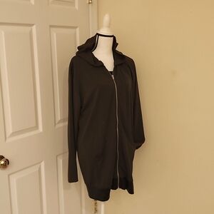 NY&Co Hoodie Tunic Longer Length Zip Up Light Jacket Olive Green L